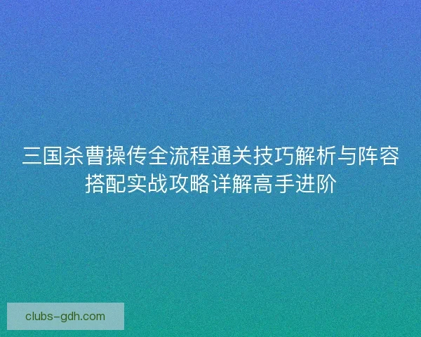三国杀曹操传全流程通关技巧解析与阵容搭配实战攻略详解高手进阶