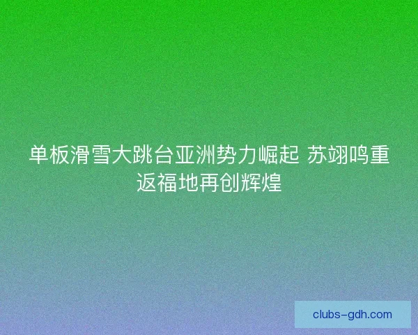 单板滑雪大跳台亚洲势力崛起 苏翊鸣重返福地再创辉煌